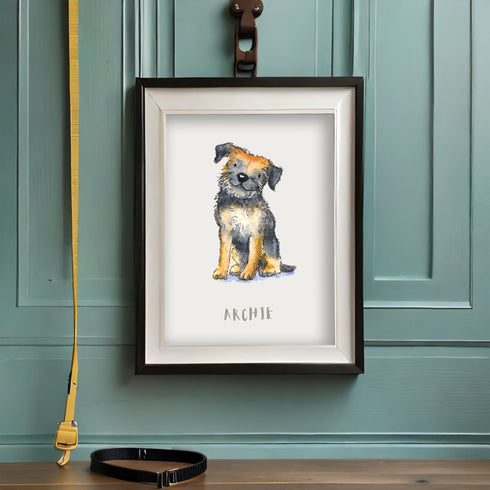 Border Terrier Personalised Dog Print